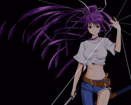 Black Kanzaki - anime, anime girl, female, hot, girl, sword, dark, blade, black, cute, sexy