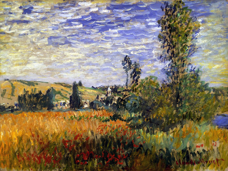 Claude Monet Landscape at Vetheuil - painting, landscape, vetheuil, monet, claude monet