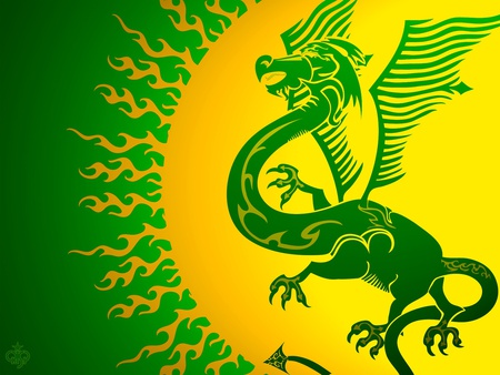 CHINESE GREEN DRAGON - dragon, wallpaper, chinese