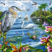 wall tiles of birds