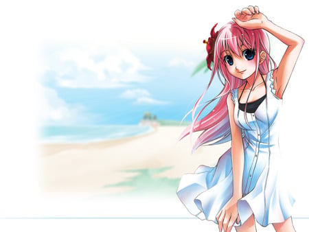 Pink Hair - beach, girl, female, anime, anime girl, cute