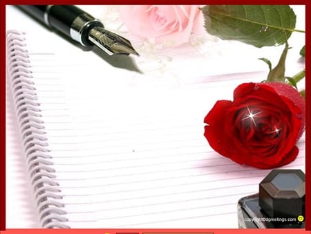 16 love copy 4 . jpg - love, notepad, pen, rose