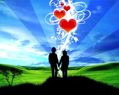 love wallpaper  111. jpg - walking handnhand, nature, couple