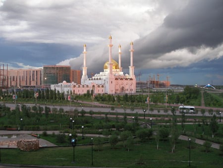 Clouds above Nur Astana Mosque - astana, mosque, kazakhstan