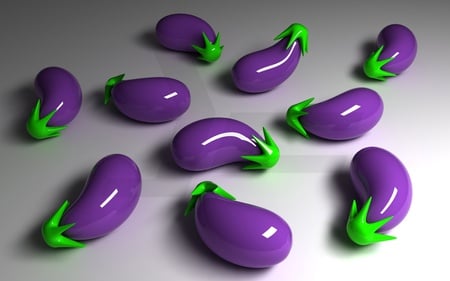 eggplant - eggplant, 3d and cg, hd, purple, abstract, cool, plant, green, egg