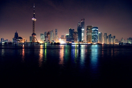 Shanghi - reflections, city skyline, shanghi, lights, city, night