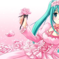 dress hatsune miku pink rose vocaloid