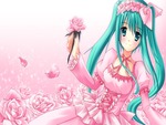 dress hatsune miku pink rose vocaloid