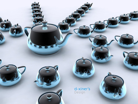 tea pots - 3d and cg, abstract