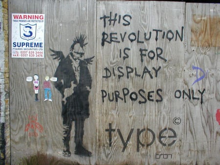 This Revolution is - display, banksy, graffiti, revolution, wall