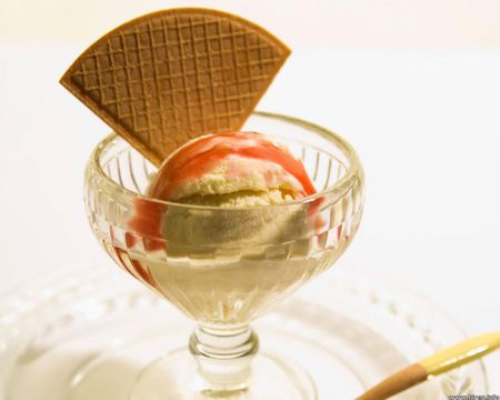 Ice cream sundae - wafer, topping, sundae, glass bowl, dessert, icecream