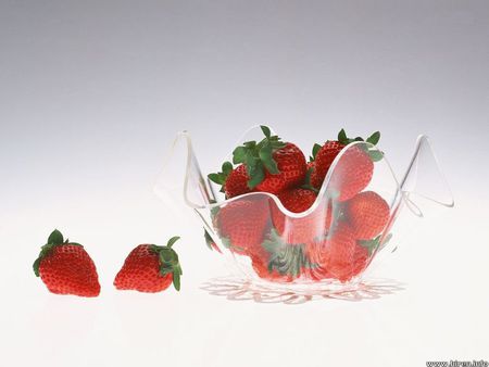 Strawberries - fruit, strawberry, glass bowl