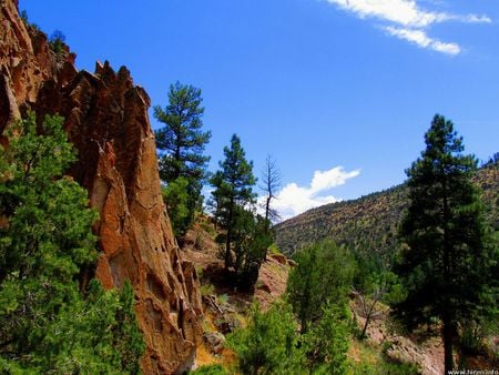 Mountain View - rock, view, mountain, trees