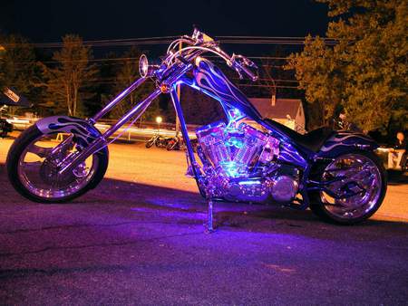 Chopper With Some LED Lighting - motorcycles, harley davidson