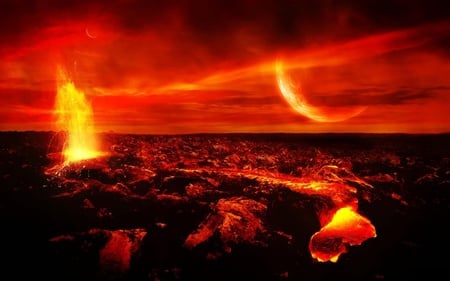 ~Volcano&Lava~ - hot, eruption, sun, fire, volcano, molten, lava, red, rock