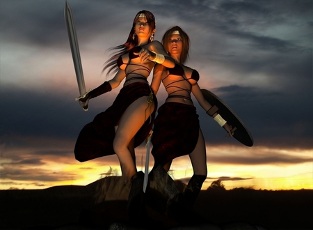 We Stand Together - women, girls, female, primative, warriors, fantasy