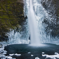 a waterfall in winter