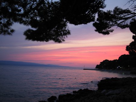 Sunset in Punta-rata - croatia, beautiful, beach, brela, punta-rata, sunset, sunrise