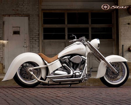 White-Custom Bike - bike, white, chopper, custom