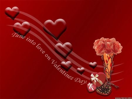 Be My Valentine - love, valentines day, flowers, red hearts, quote, vase