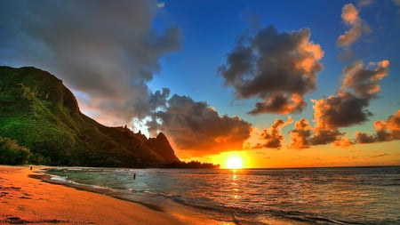 beach - sunset, beach, scene, ocean, sky