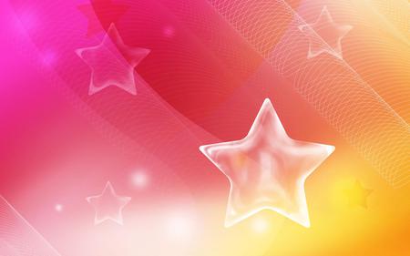 Stars Above - curvy lines, red, bright, colourful, orange, stars, pink