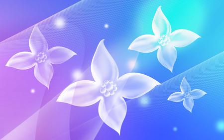 Flowers of white - blue purple tones, white flowers, bright lights, lines