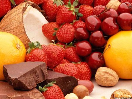 Fruit & Chocolate - cherries, coconut, strawberry, chocolate, oranges, fruit