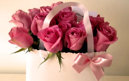 With Love - superrrrrrr, roses, romantic, 2011, romance, pink, flowers, ribbon, nice, beautiful, pink roses, lovely, with love, nature, soft, rose, gift, bow, good