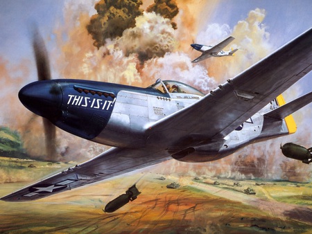 P51 Mustang - hand-drawing, wwii, p51, mustang