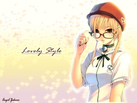 Lovely Style - sexy, hot, glasses, female, girl, hat, anime girl, bell, anime, cute