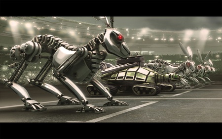 The race... - future, robots, tortoise, rabbit