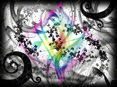 butterflies rainbow - white, vector, color, black, butterflies