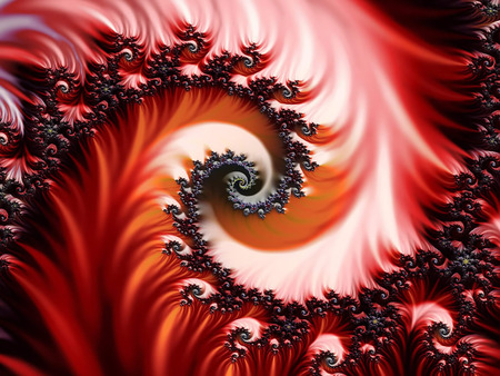 Red flower fractal - red, swirls, black