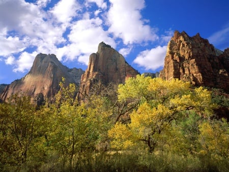 The Three Patriarchs - clouds, trees, mountains, majestic