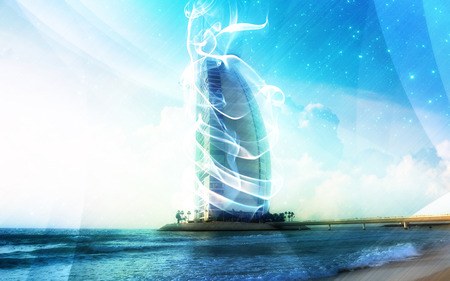 burj al arab - abstract, blue