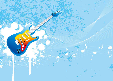 Just Music - white, entertainment, nice, musical notes, guitar, blue, beautiful, music