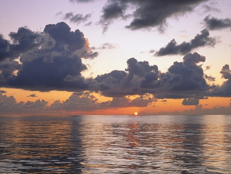 One Cloudy Day - sky, lake, sunset, clouds