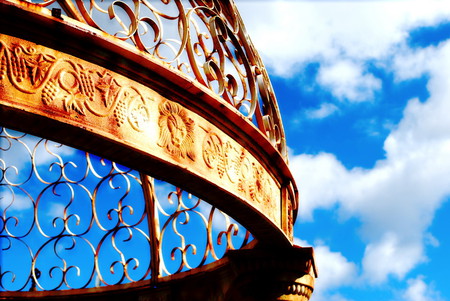 Work of Art - blue, crown, medieval, work, nice, monuments, art, sky, clouds, artwork, beautiful, photography, gold, cool, orange, architecture, ancient, iron