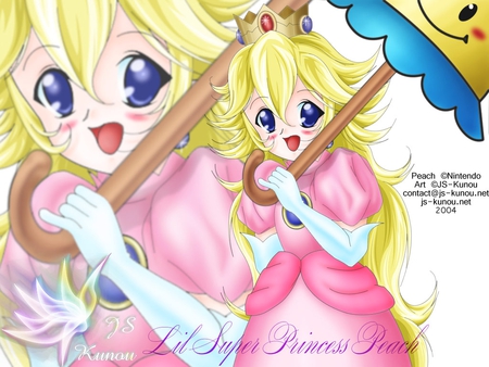 Anime Princess Peach - mario, perry, pink, peach, umbrella, anime, princess peach