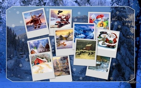 Another Blue Christmas - xmas, snow, blue, holiday, snowmen, santas, christmas, widescreen