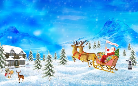 Merry Christmas - sleigh, winter, widesreen, wds, holidays, santa claus, christmas, graphics, cold, xmas