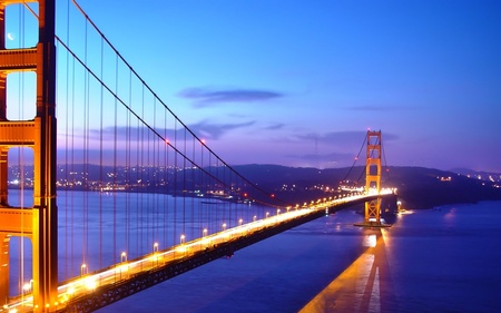 light bridge - night, bridge, widescreen, wds