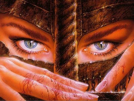 Eye of the warrior - Luis Royo - warrior, graphics, luis royo, dark, dark art, eye