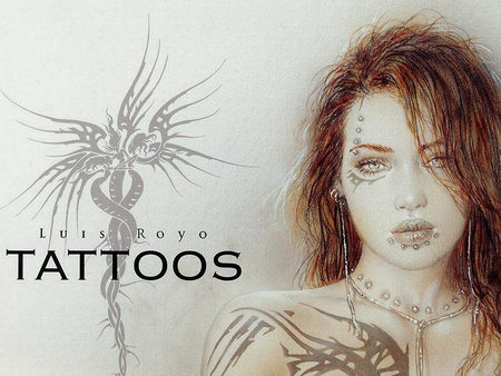 Tattoos by Luis Royo - dark, graphics, luis royo, dark art, tattoos