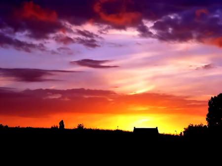 Beautiful sunset on the farm - farm, place, beauty, sunset, nature