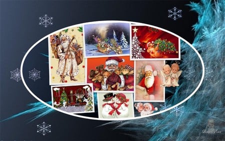 Xmas Misc. - widescreen, christmas, santa, snowman, blue, angels, xmas