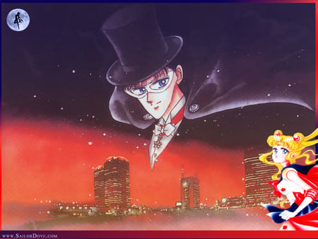 City Lights - sailor moon, tuxedo mask, city night