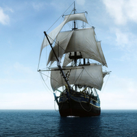 Large Masted Sailing Ship