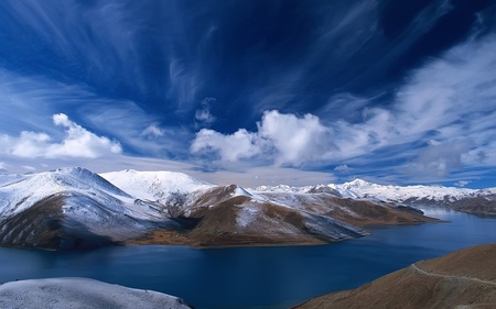 World of blue (wds) - widescreen, blue, photography, wds, lake, mountain, sky